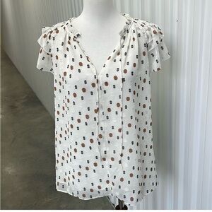 EUC Anthropologie Current Air Size‎ Medium Polka Dot Ruffle Sleeve Blouse